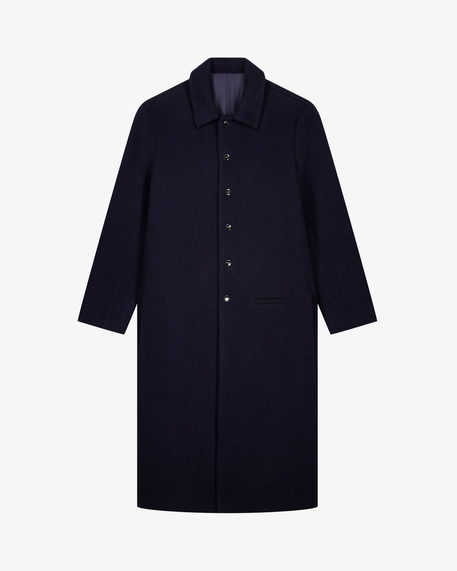 Manteau bleu long en laine minimaliste - Lebrun Paris