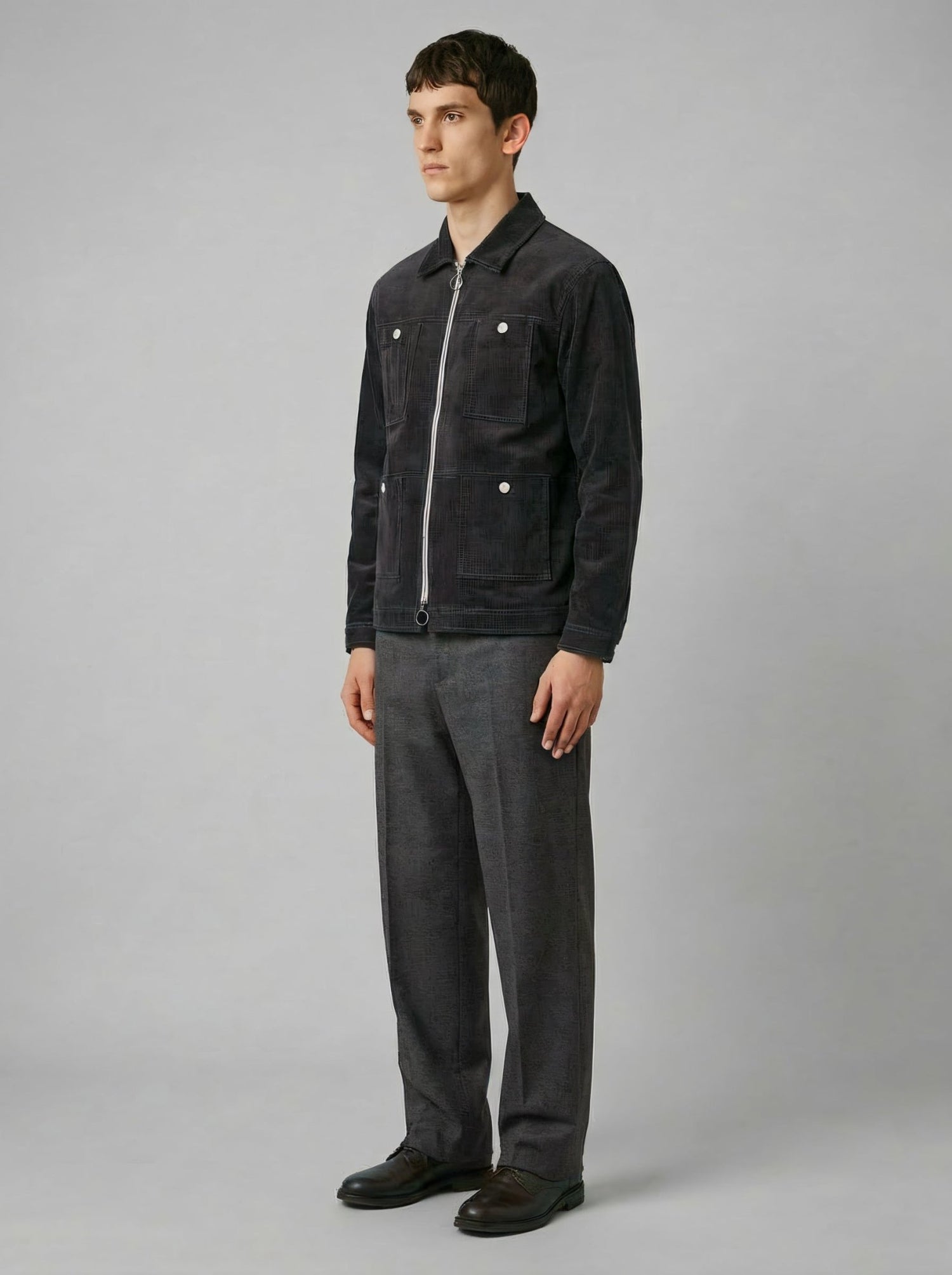 LE BLOUSON GRIS ZIPPÉ EN VELOURS - Lebrun Paris