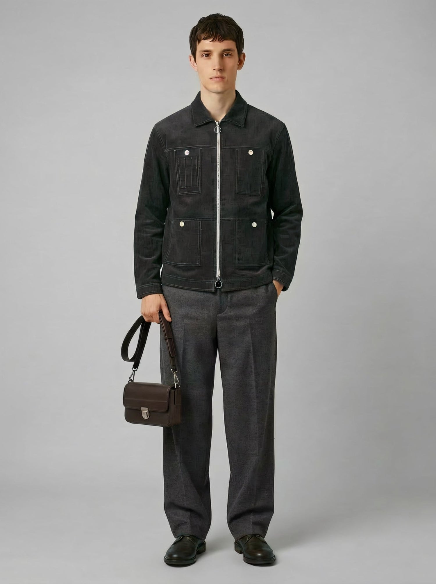 LE BLOUSON GRIS ZIPPÉ EN VELOURS - Lebrun Paris