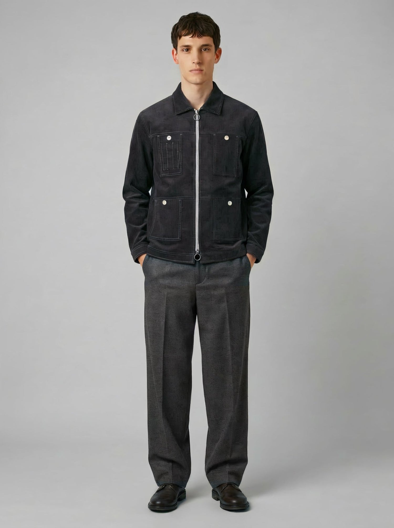 LE BLOUSON GRIS ZIPPÉ EN VELOURS - Lebrun Paris