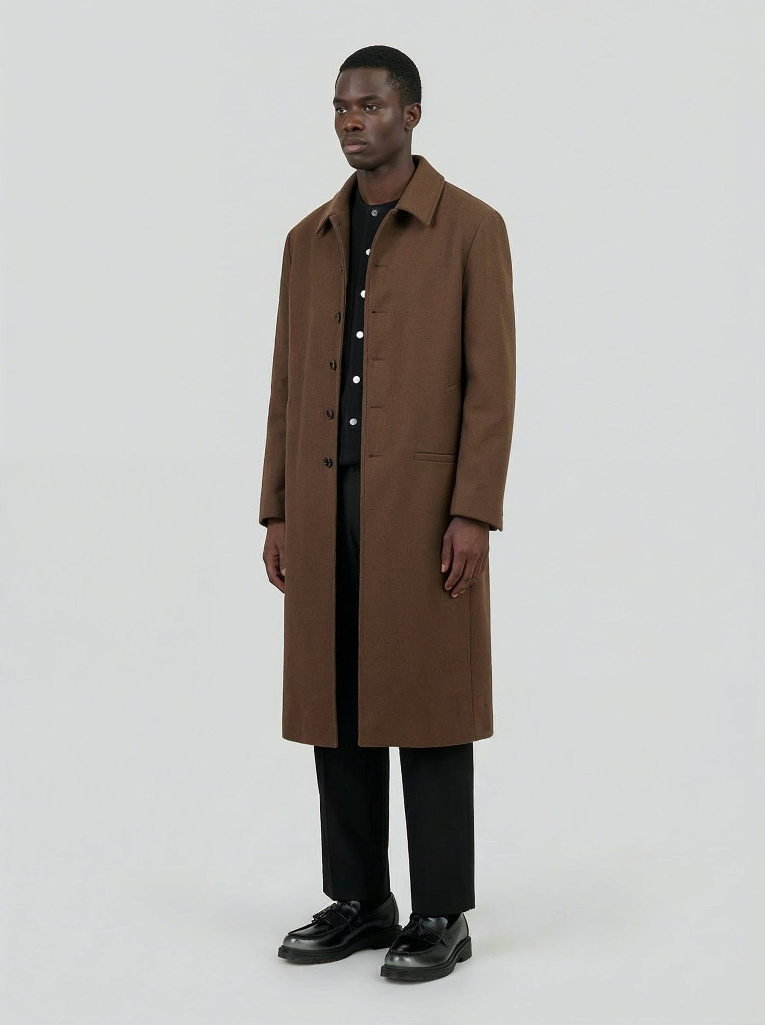 LE MANTEAU MARRON LONG MINIMALISTE EN LAINE ET CACHEMIRE - Lebrun Paris