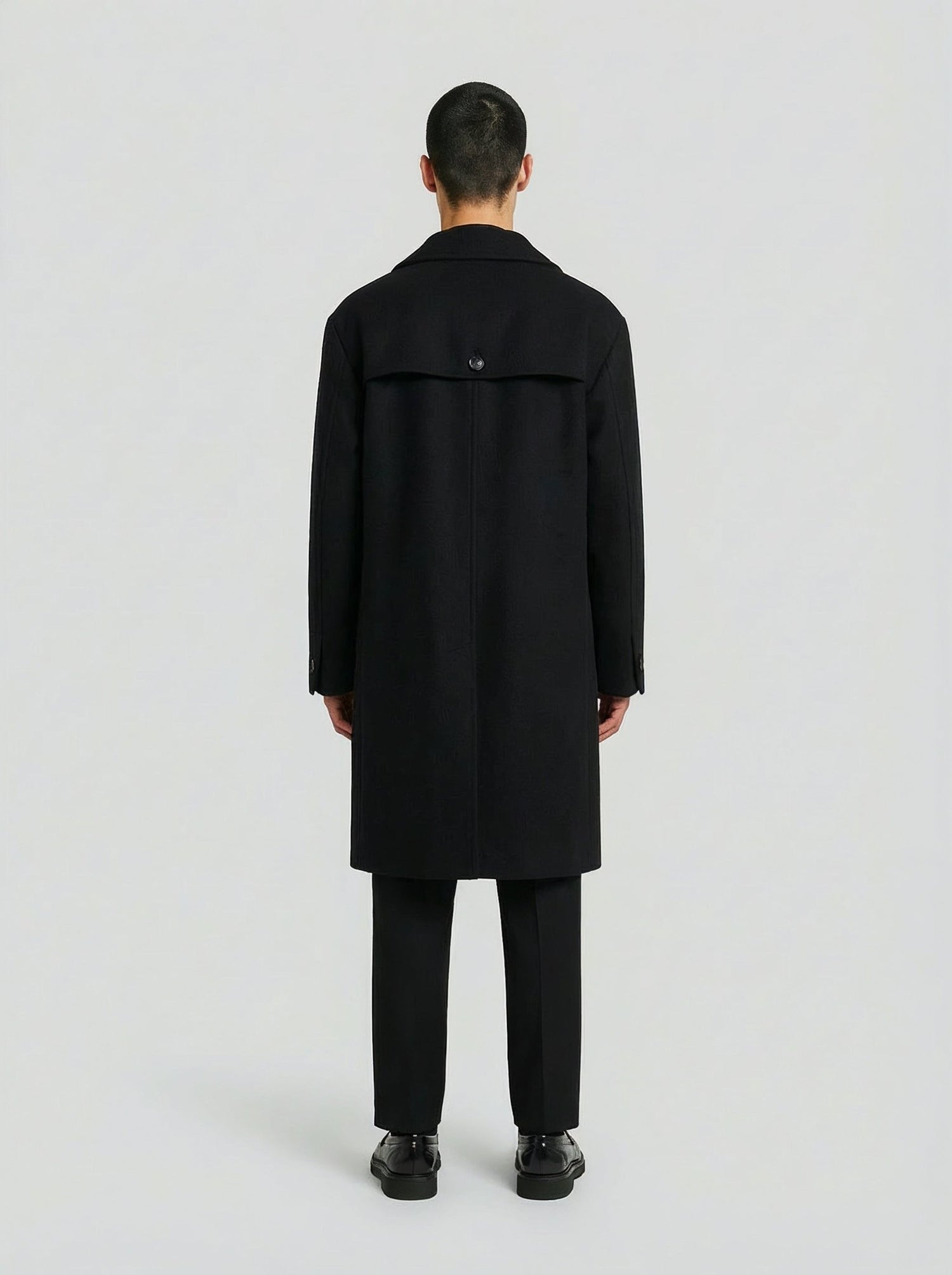 LE MANTEAU CROISÉ NOIR EN LAINE - Lebrun Paris