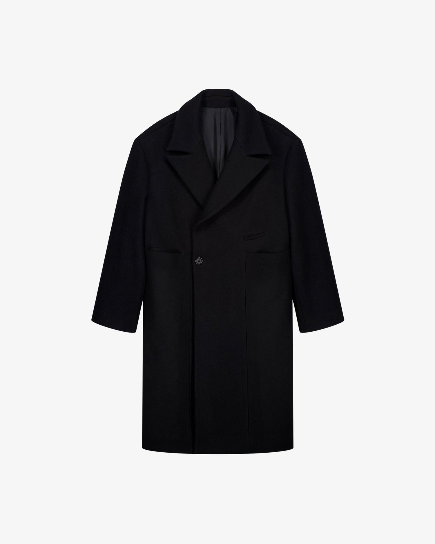 LE MANTEAU CROISÉ NOIR EN LAINE - Lebrun Paris