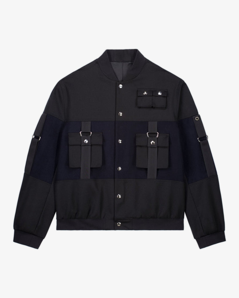 LE BOMBER NOIR ET BLEU EN LAINE & CACHEMIRE - Lebrun Paris