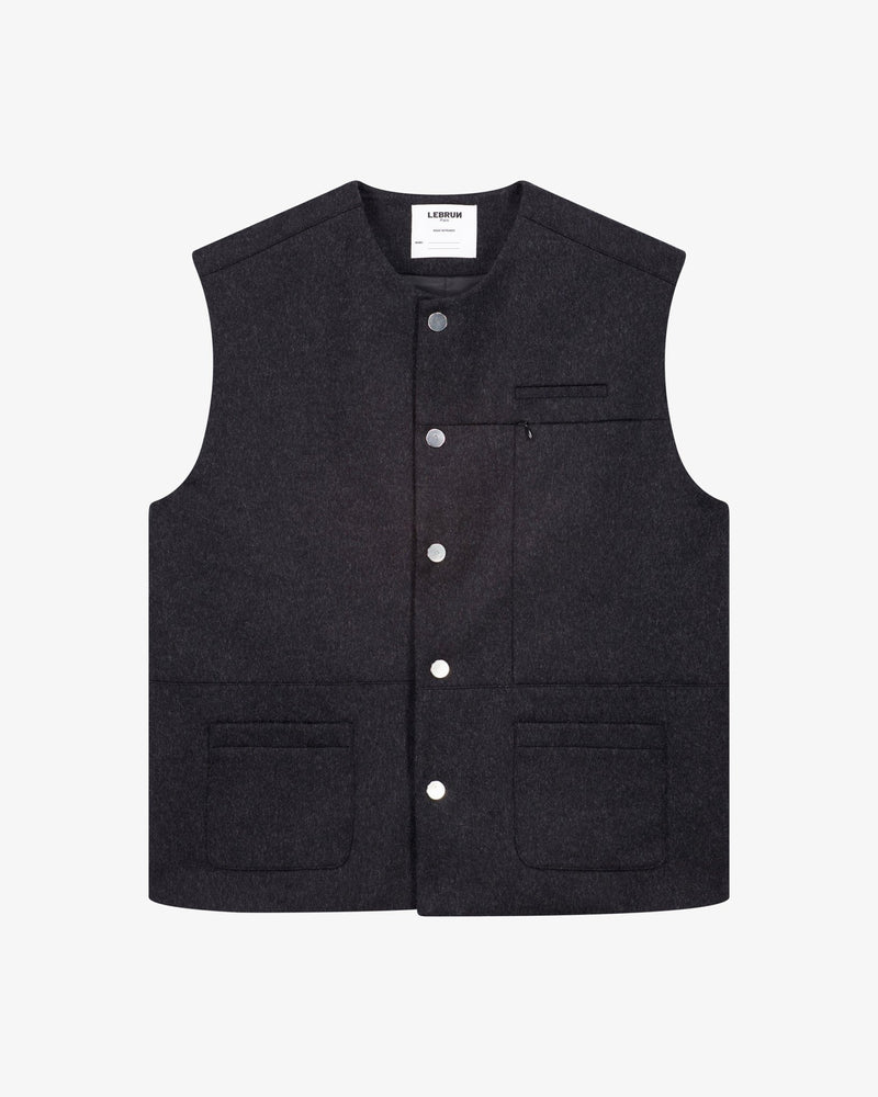 LA VESTE SANS MANCHES GRISE EN LAINE - Lebrun Paris