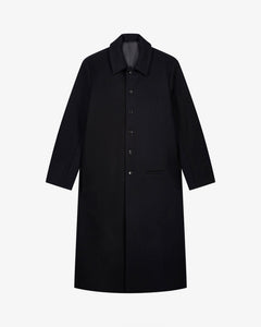Le manteau noir long en laine minimaliste - Lebrun Paris