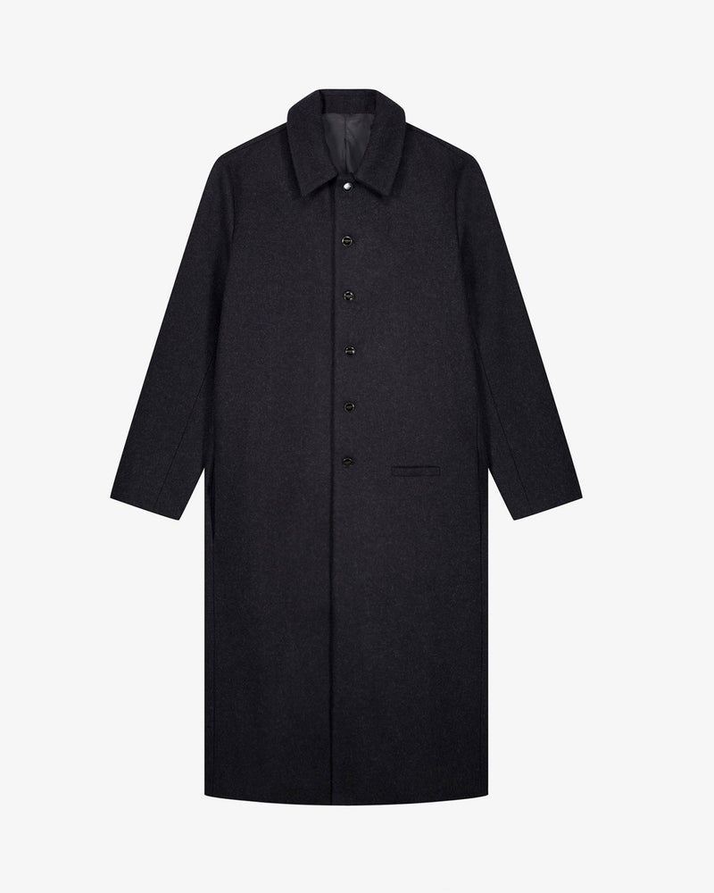 LE MANTEAU GRIS LONG EN LAINE MINIMALISTE - Lebrun Paris