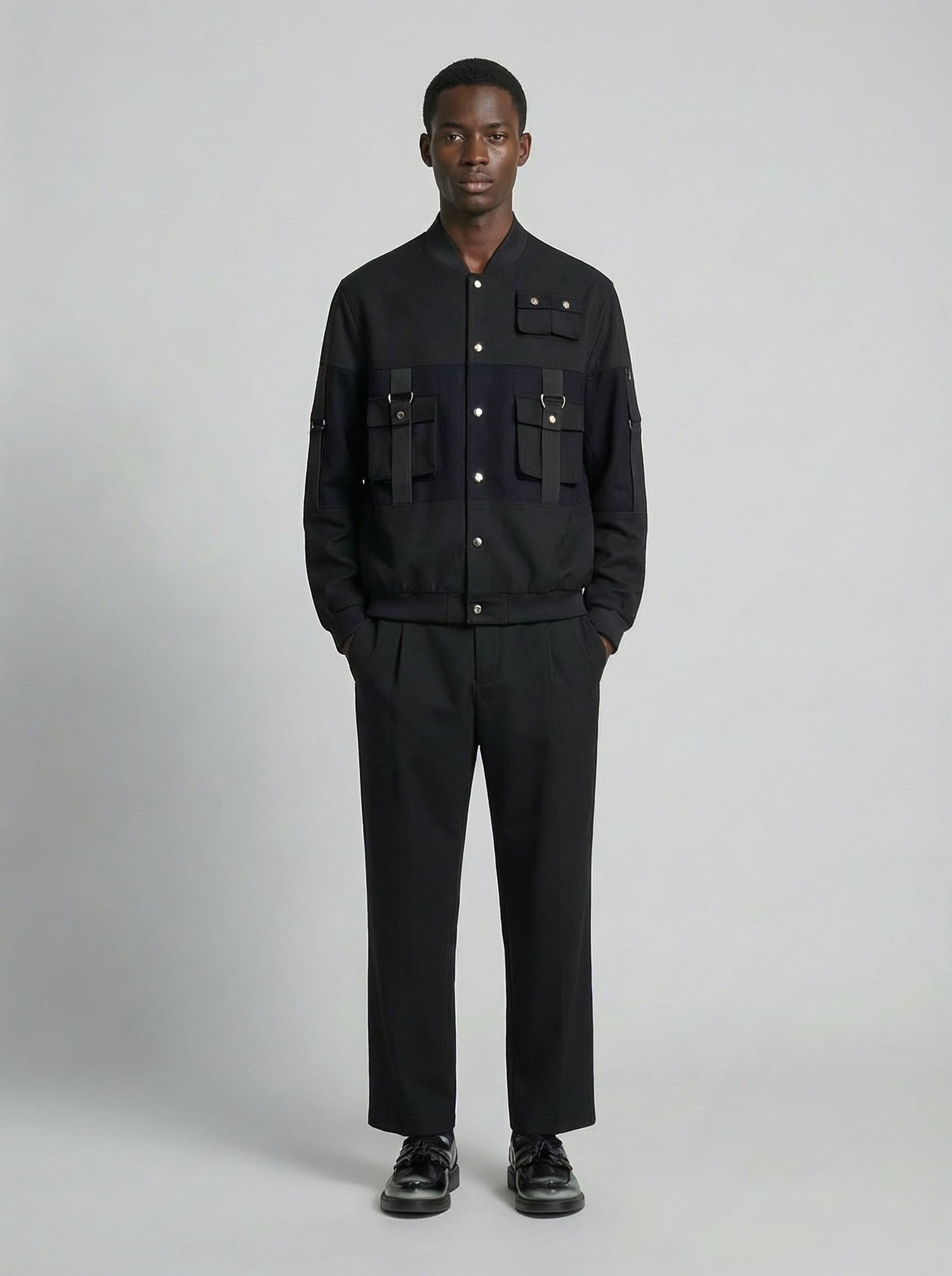 LE BOMBER NOIR ET BLEU EN LAINE & CACHEMIRE - Lebrun Paris