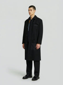 LE MANTEAU NOIR EN LAINE ET CACHEMIRE - Lebrun Paris