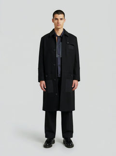 LE MANTEAU NOIR EN LAINE ET CACHEMIRE - Lebrun Paris