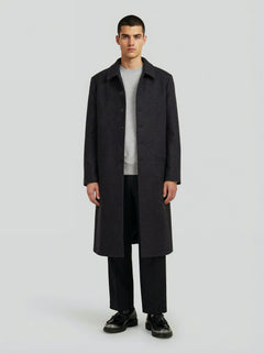 LE MANTEAU GRIS LONG EN LAINE MINIMALISTE - Lebrun Paris