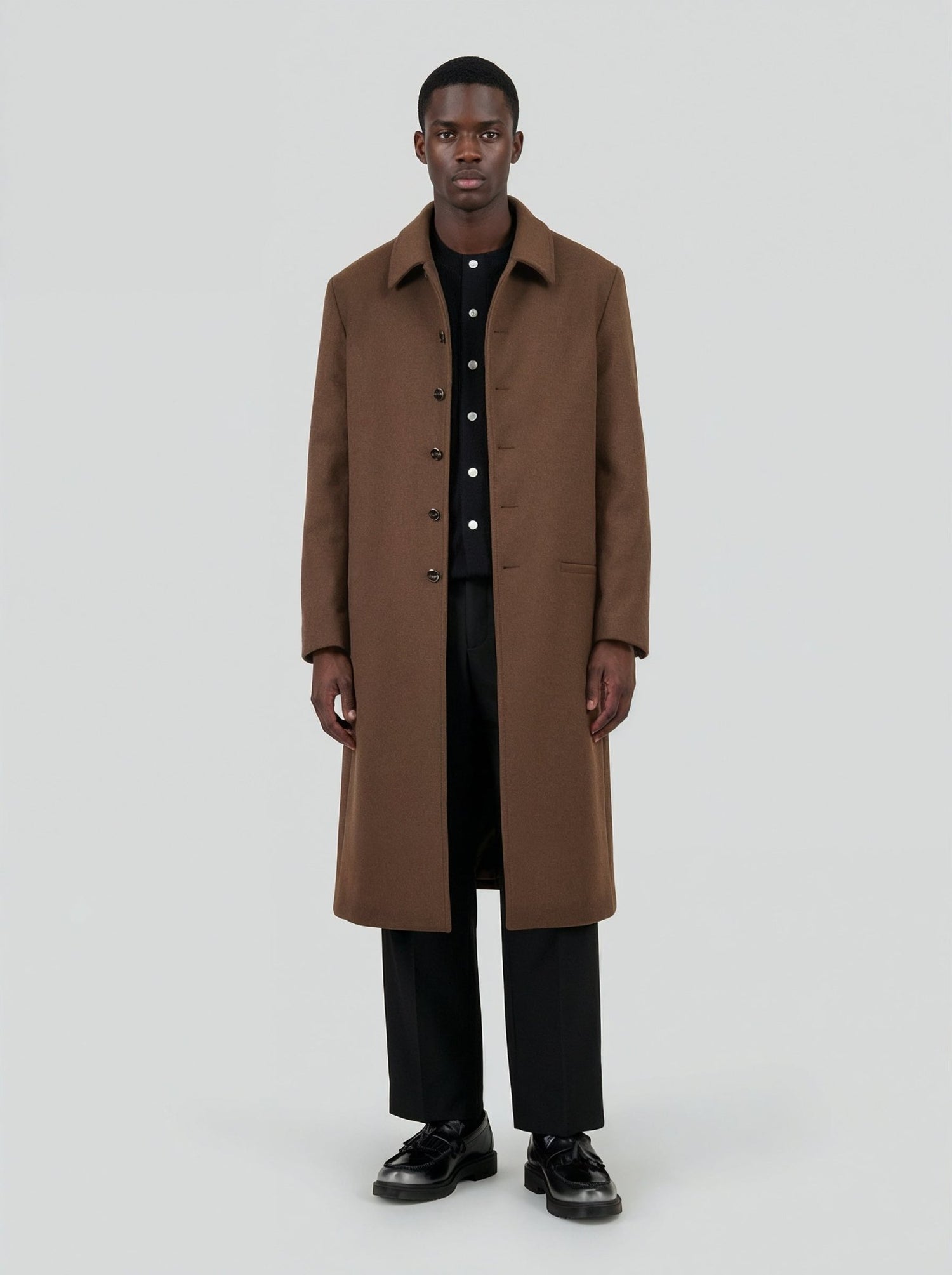 LE MANTEAU MARRON LONG MINIMALISTE EN LAINE ET CACHEMIRE - Lebrun Paris