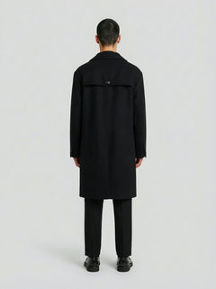 Manteau croisé noir en laine pour homme Lebrun Paris