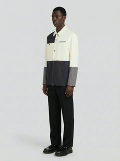 LA VESTE COACH BLANCHE & GRISE EN LAINE & CACHEMIRE - Lebrun Paris