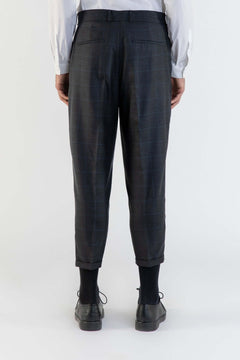 LE PANTALON MARRON À PLIS EN LAINE, vue arrière, pantalon élégant en tissu anglais, style moderne.