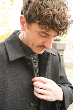 LE MANTEAU GRIS LONG EN LAINE MINIMALISTE - Lebrun Paris