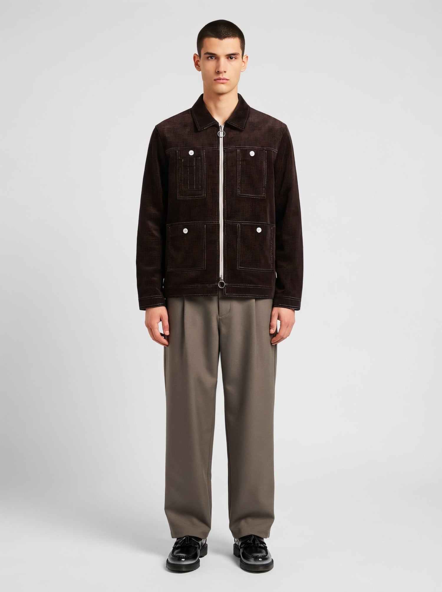 LE BLOUSON MARRON ZIPPÉ EN VELOURS - Lebrun Paris