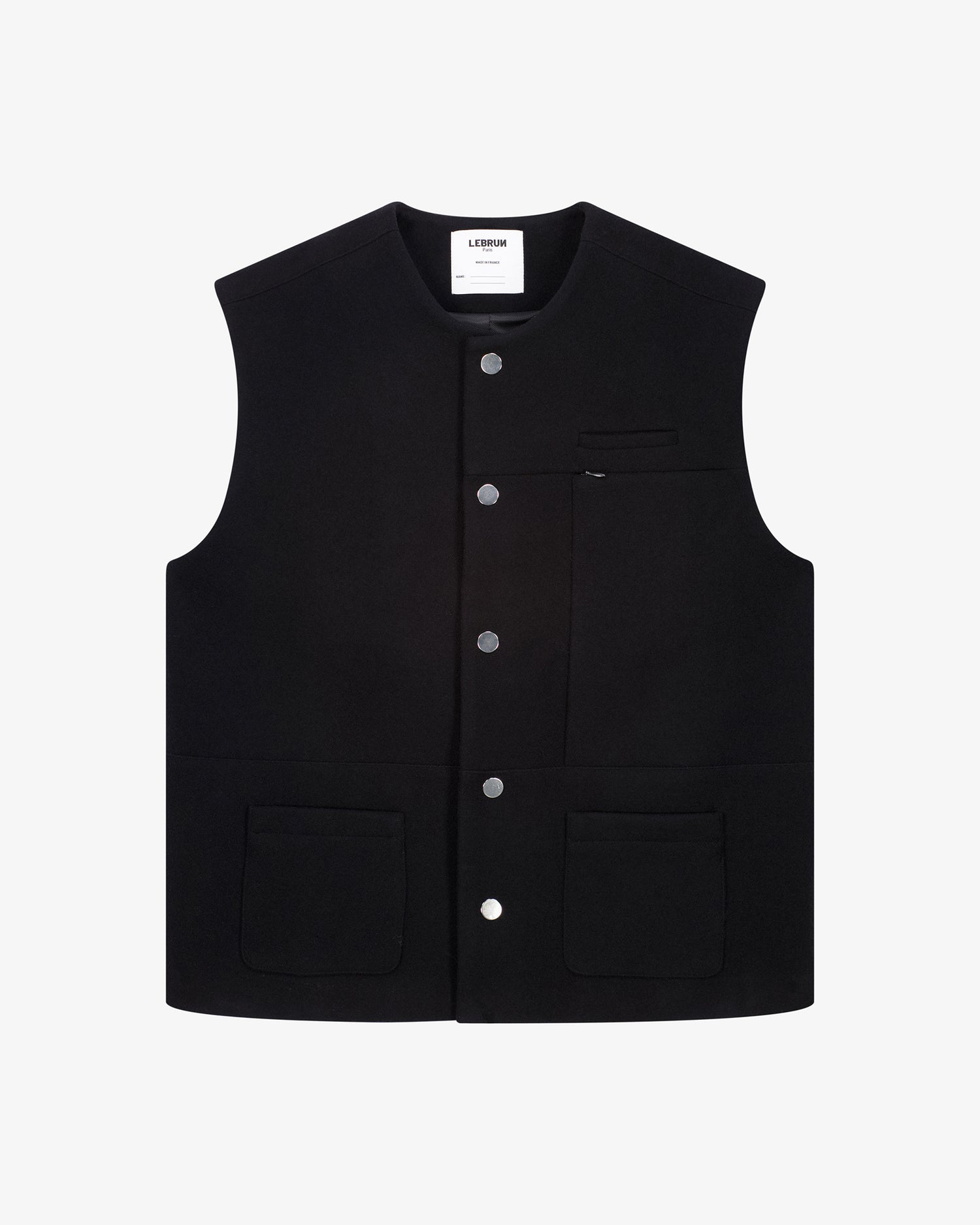 LA VESTE SANS MANCHES NOIR EN LAINE