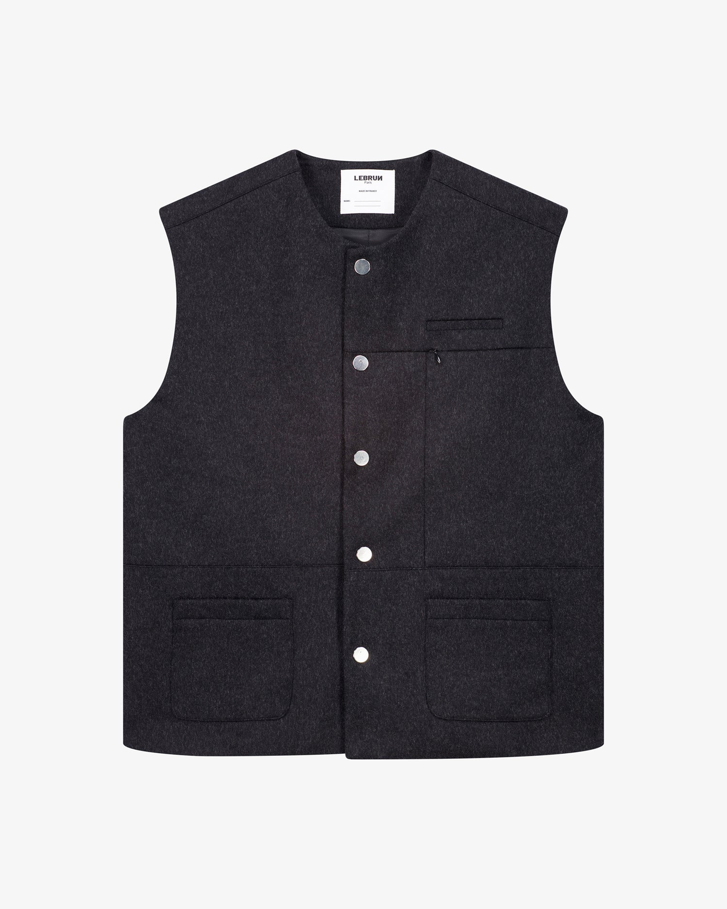 LA VESTE SANS MANCHES GRISE EN LAINE