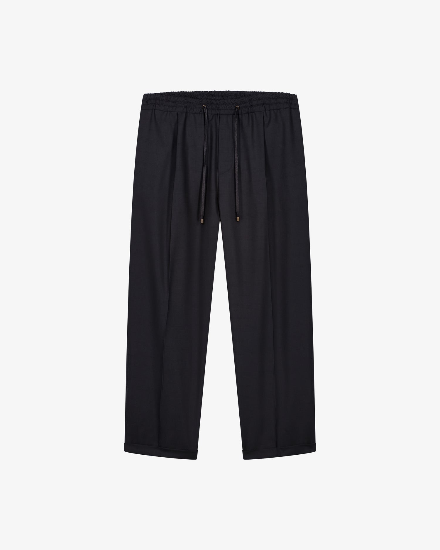 Pantalon laine noir à plis ceinture élastiquée homme Made in France - Lebrun Paris